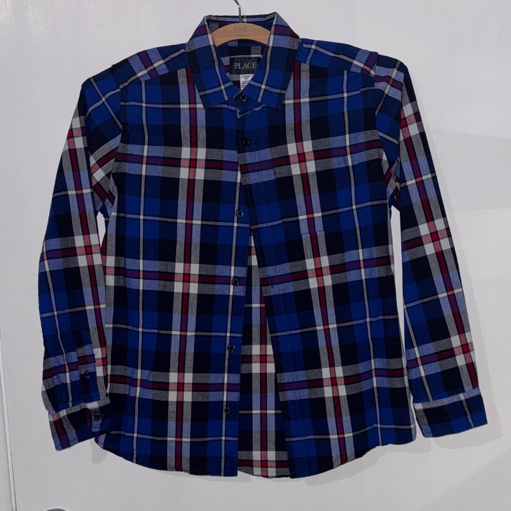 The Children's Place Blue and Red Checkered Button-Down Shirt